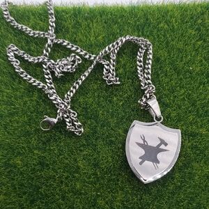 Masonry Welding Stainless Steel Shield Pendant Necklace 26 Inch N3904